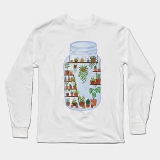 Mason Jar Houseplant Greenhouse Long Sleeve T-Shirt